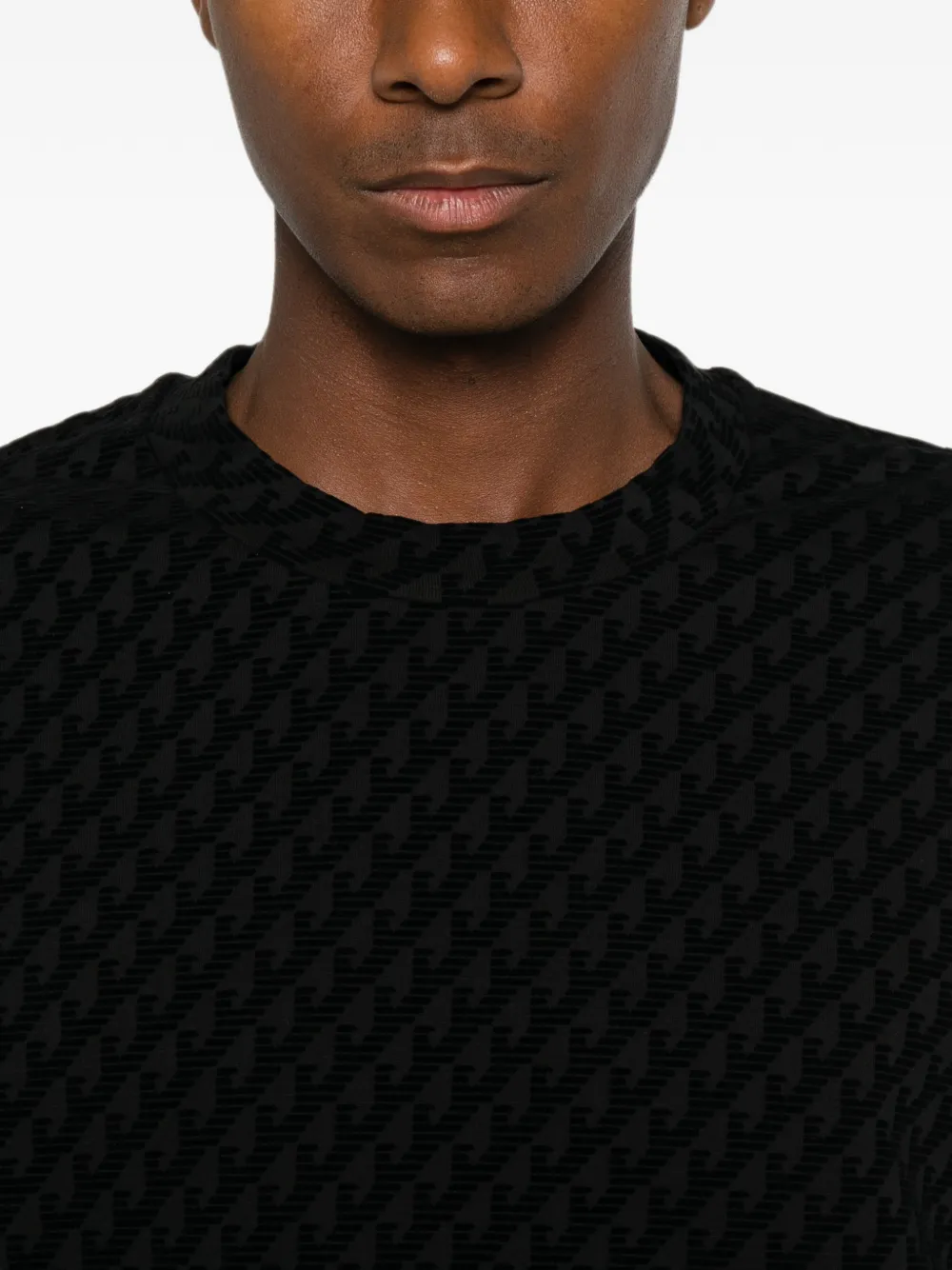 Emporio Armani Sweater met ronde hals en monogram-patroon Zwart