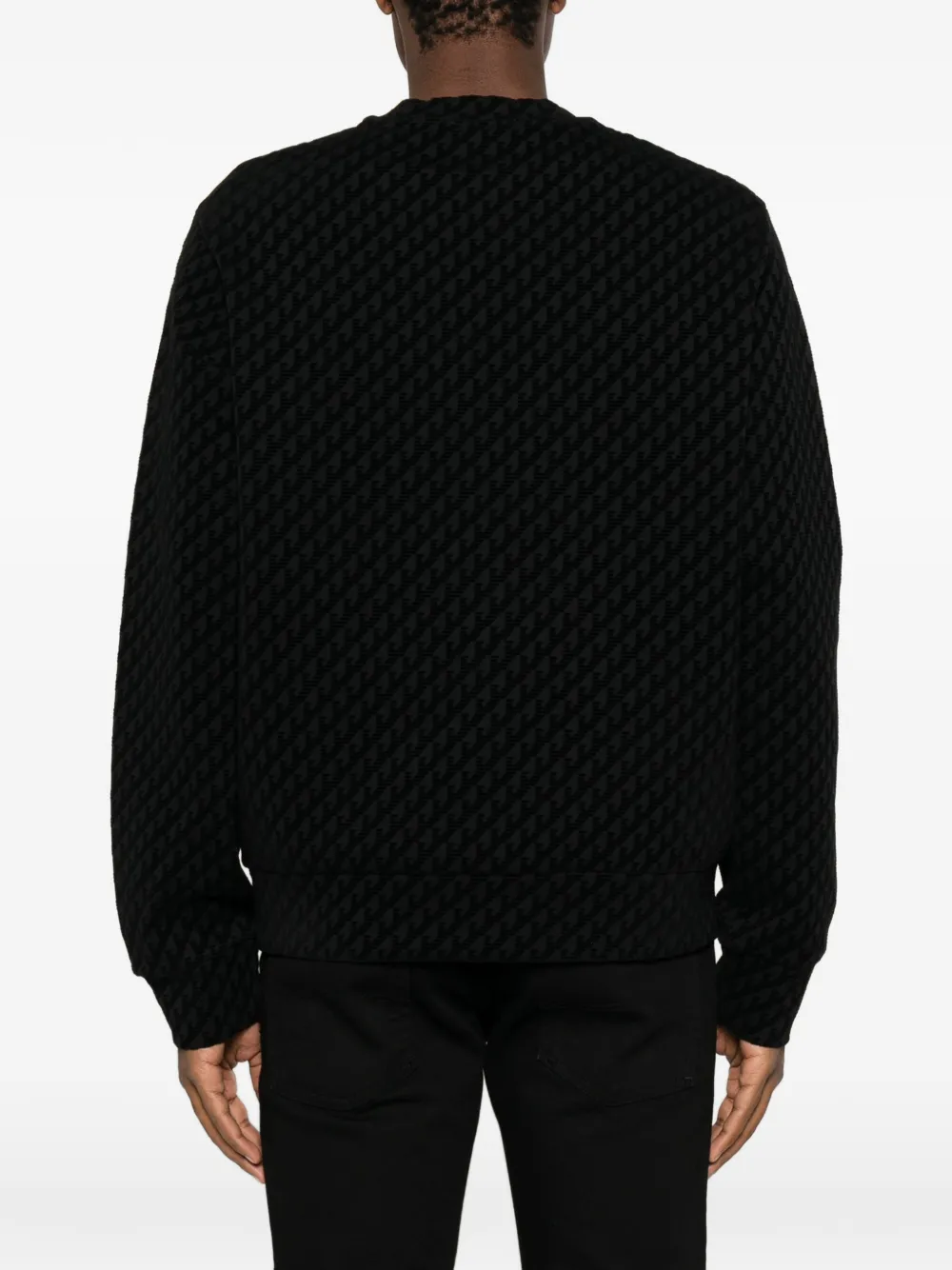 Emporio Armani Sweater met ronde hals en monogram-patroon Zwart