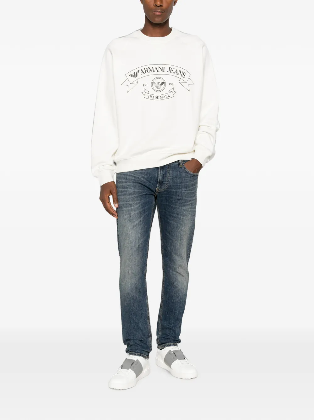 Emporio Armani Sweater met logoprint en raglan mouwen Wit