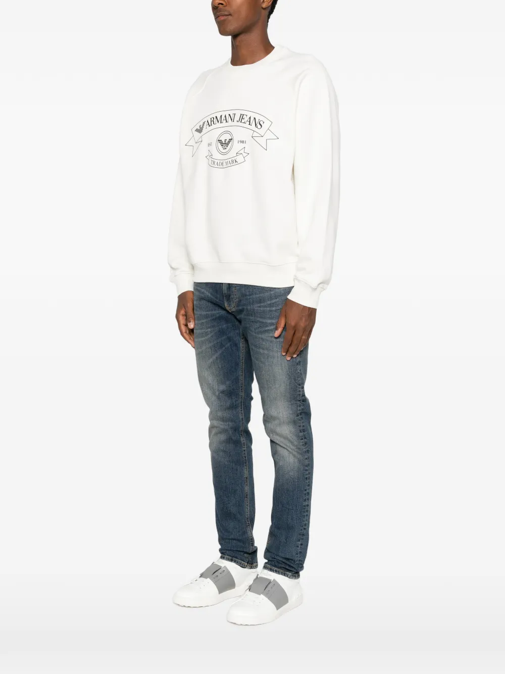 Emporio Armani Sweater met logoprint en raglan mouwen Wit