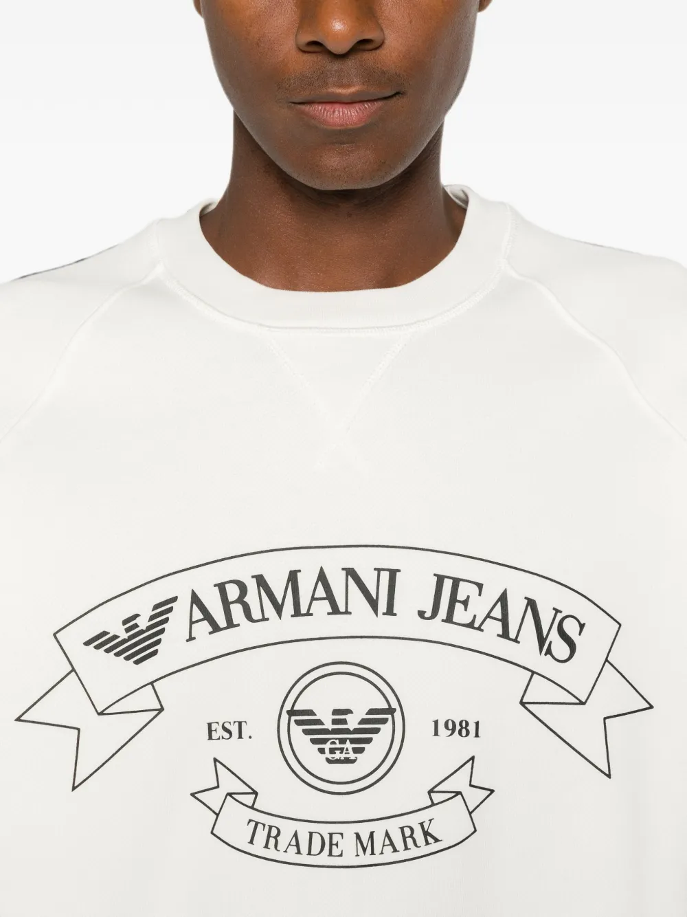 Emporio Armani Sweater met logoprint en raglan mouwen Wit