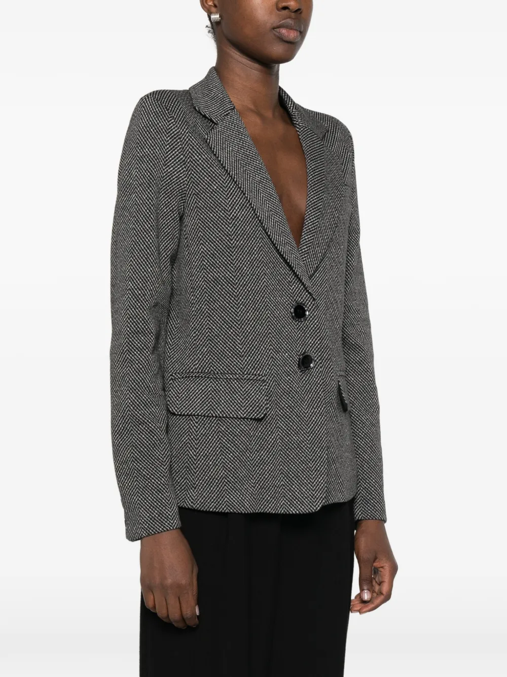 Emporio Armani Jack met visgraatpatroon en enkele rij knopen Grijs