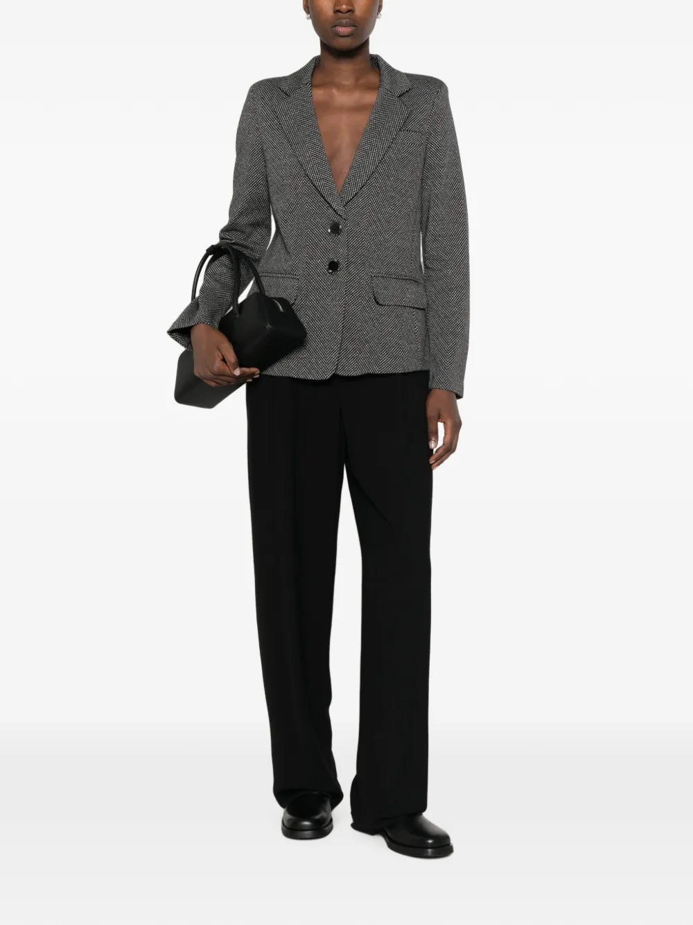 Emporio Armani Jack met visgraatpatroon en enkele rij knopen Grijs