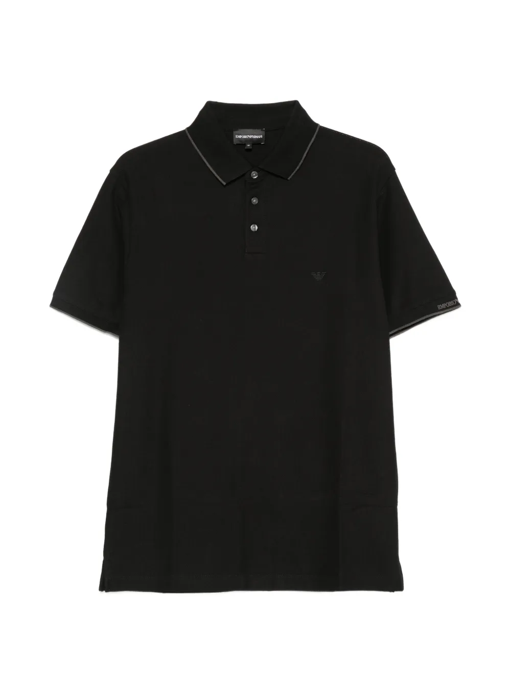 Emporio Armani logo-embroidered contrast-trim polo shirt - Nero