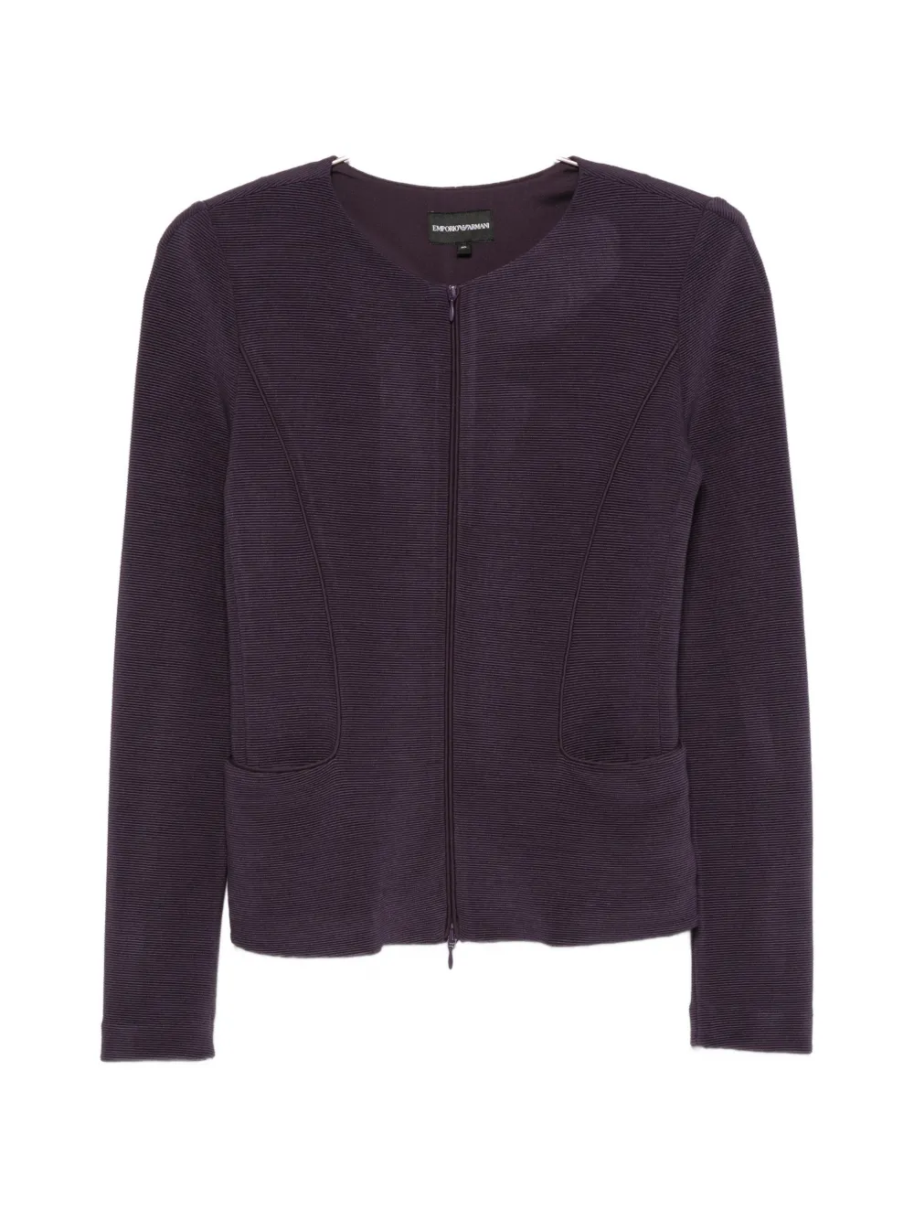 Emporio Armani ribbed-knit zip-up jacket - Viola
