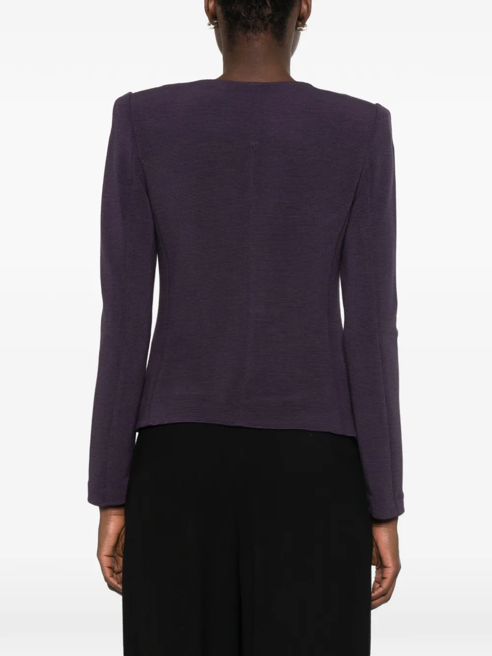 Emporio Armani Ribbed-knit Zip-up Jacket in Purple, view 4