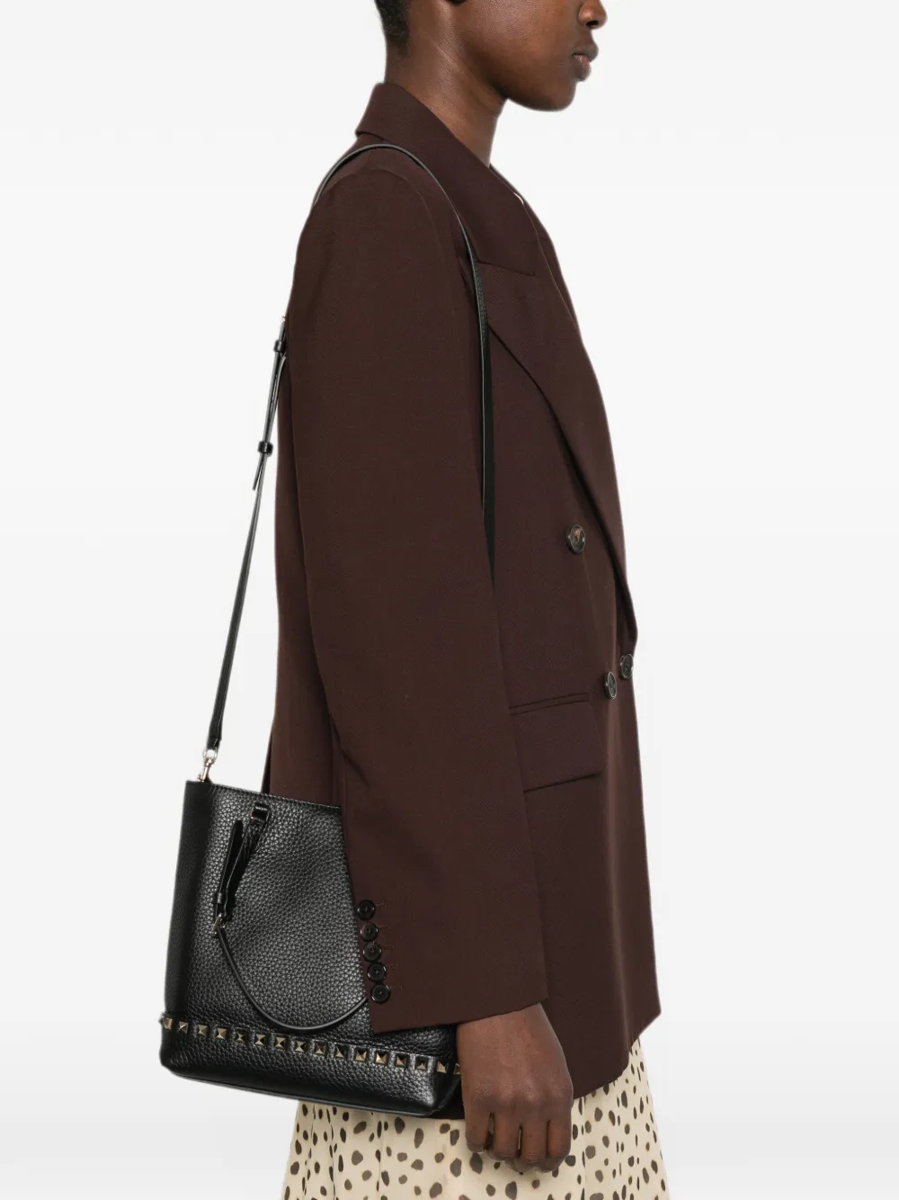 Valentino Garavani Rockstud leren shopper Zwart
