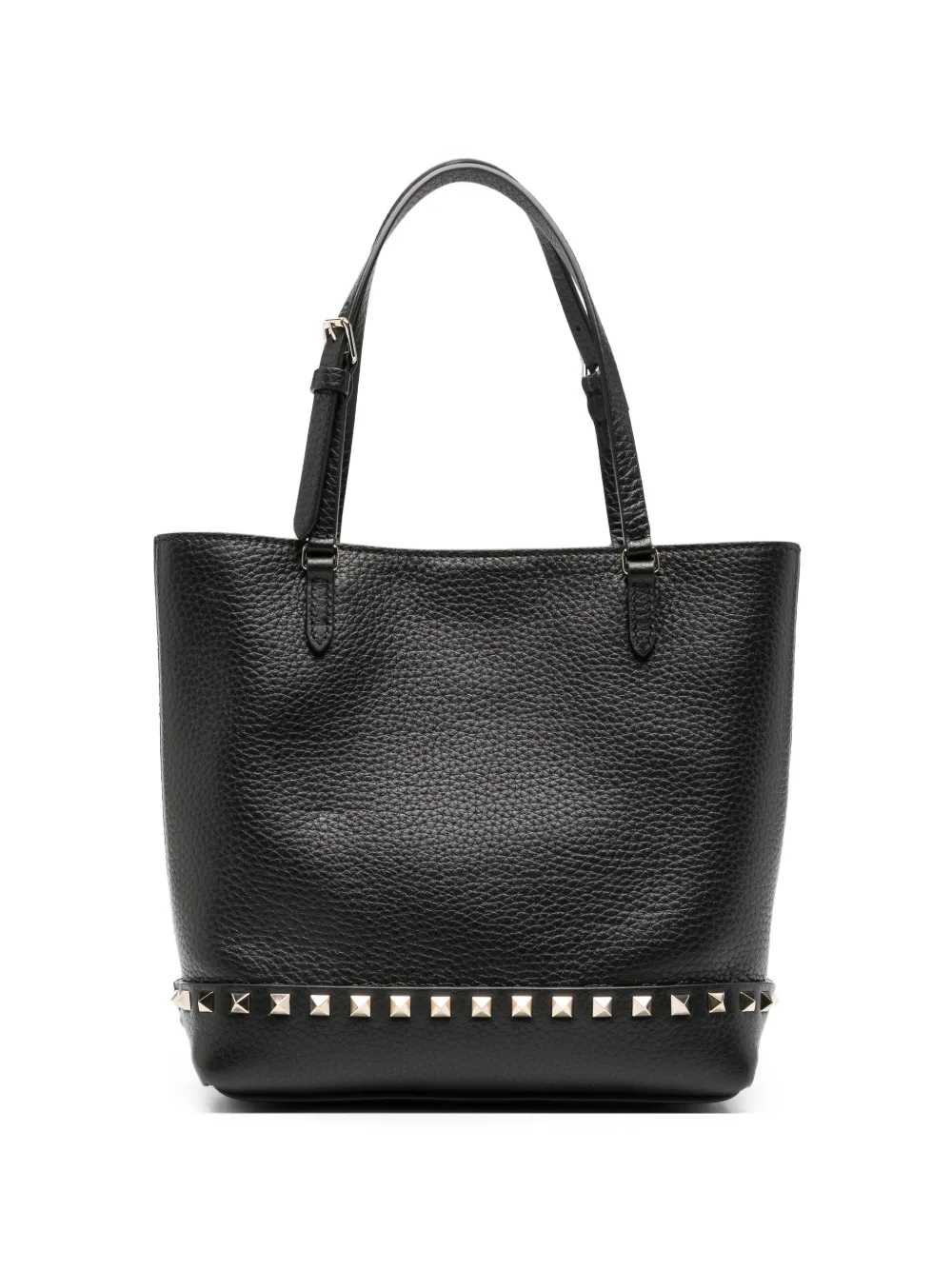 Valentino Garavani Rockstud grained leather tote bag - Nero