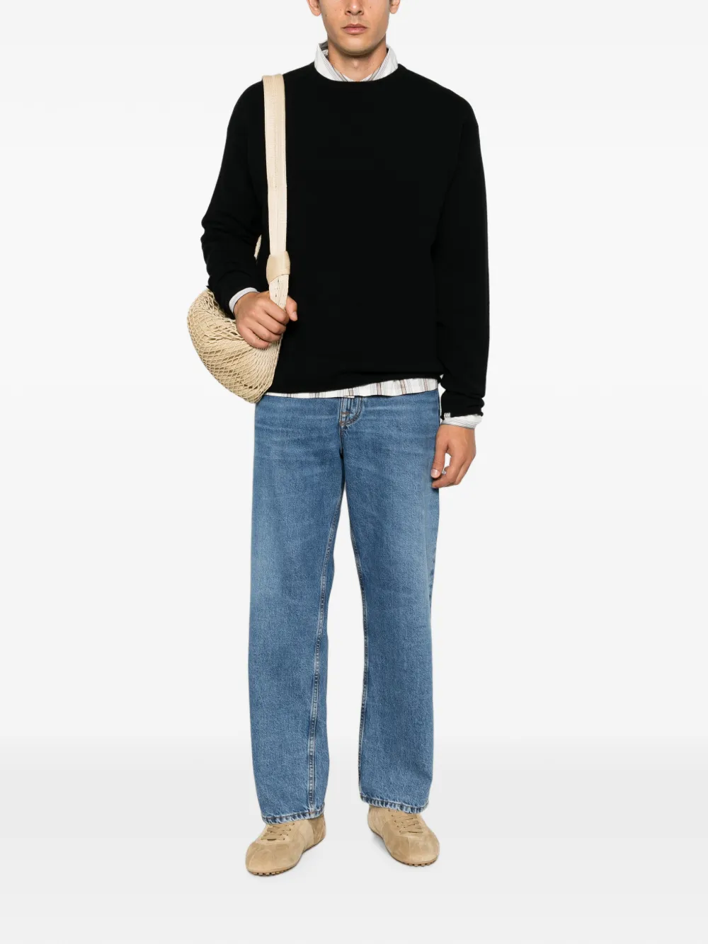 extreme cashmere Paolo trui met ronde hals en lange mouwen Zwart