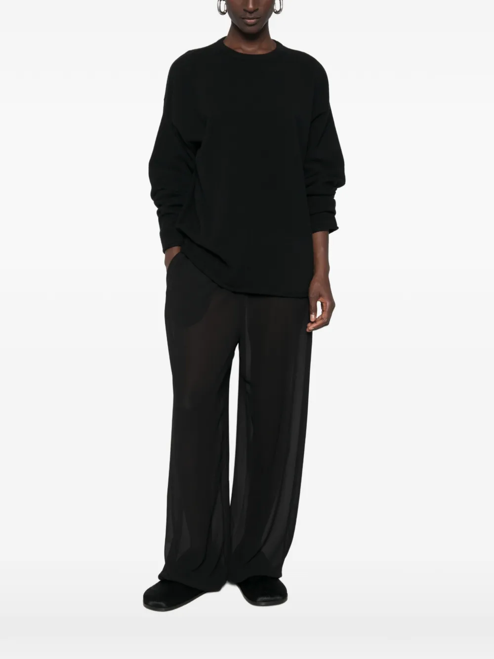 extreme cashmere Paolo trui met ronde hals en lange mouwen Zwart