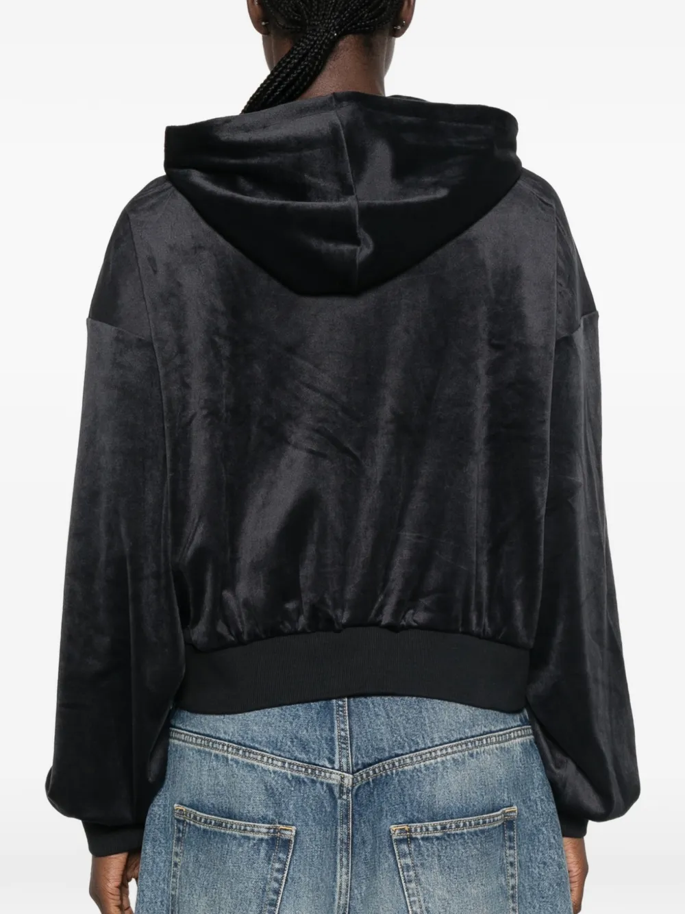 adidas velour zip-up hoodie Blauw