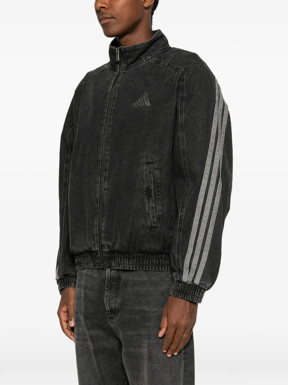 adidas Denim jack met geborduurd logo en rits Zwart