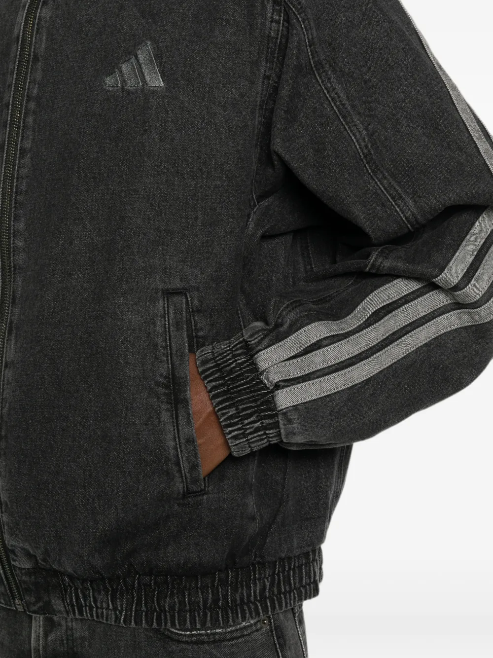 adidas Denim jack met geborduurd logo en rits Zwart