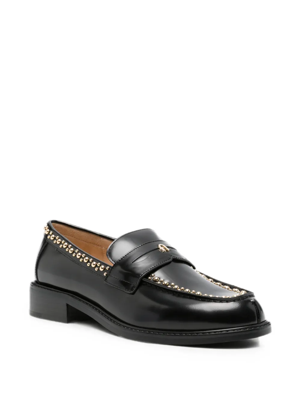 Furla studded leather loafers Zwart