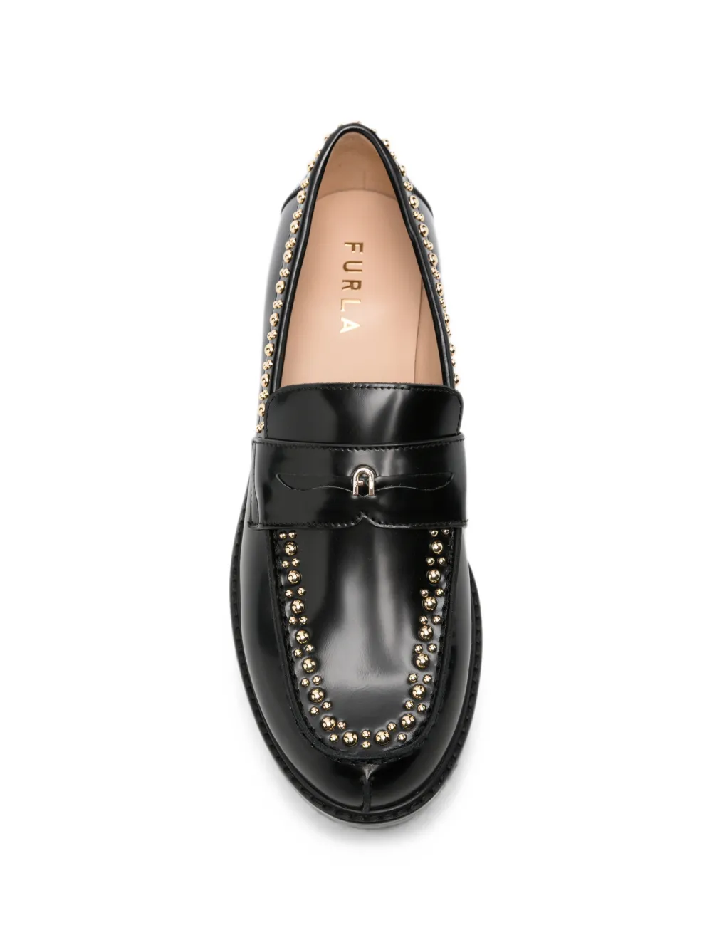 Furla studded leather loafers Zwart