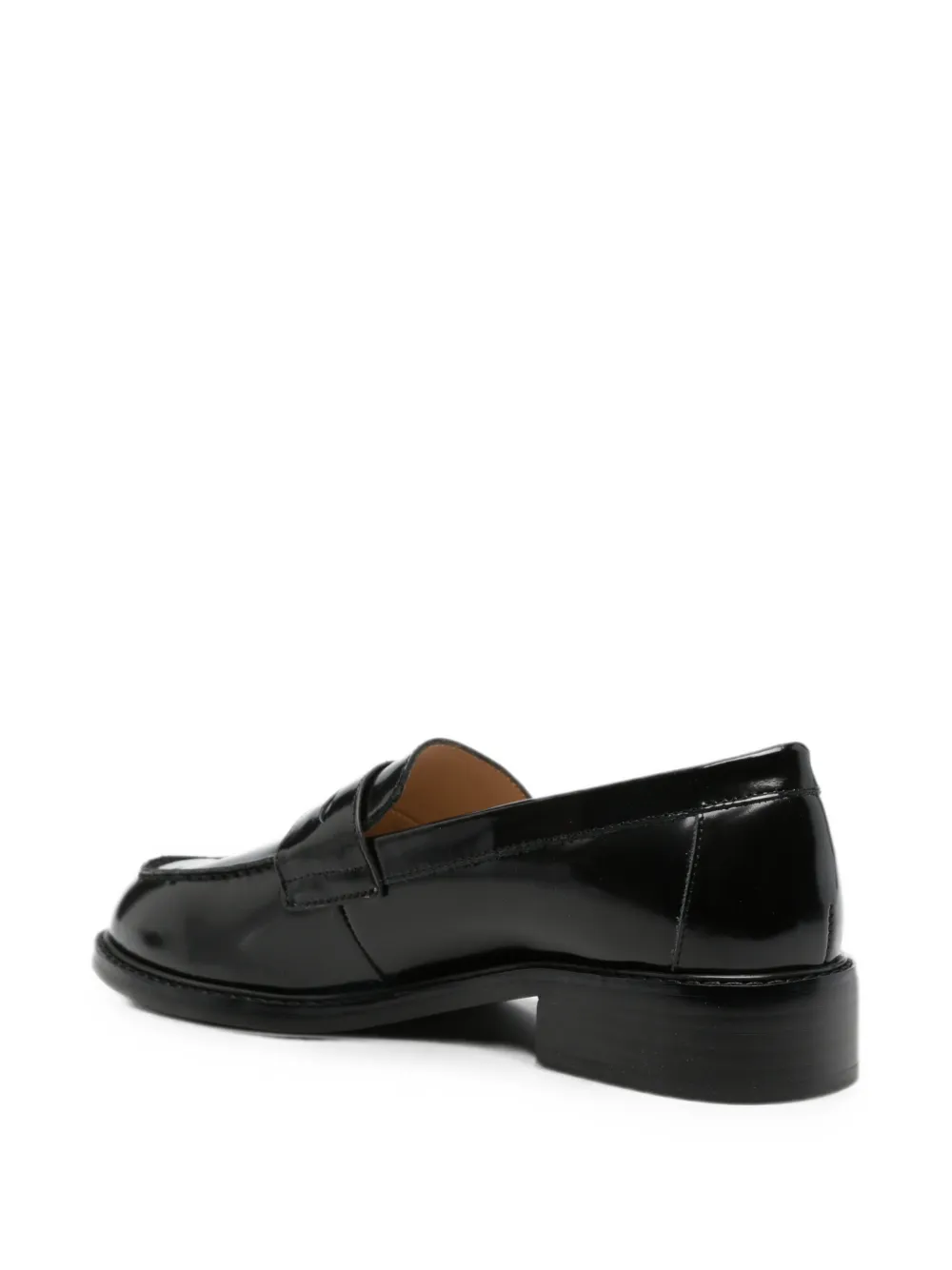 Furla College logo-plaque leather loafers Zwart