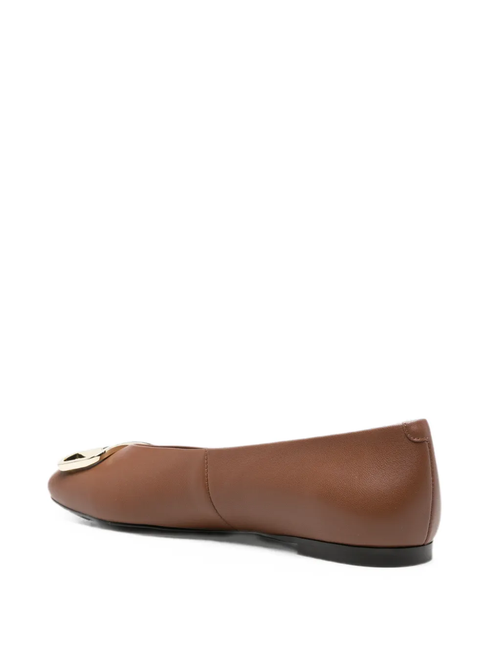 Furla logo-plaque leather ballet flats Bruin