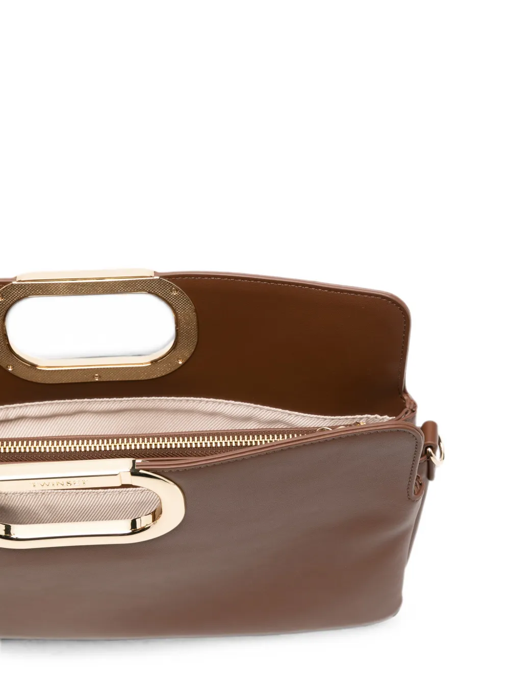 TWINSET Shopper met gegraveerd logo en uitgesneden handvat Bruin