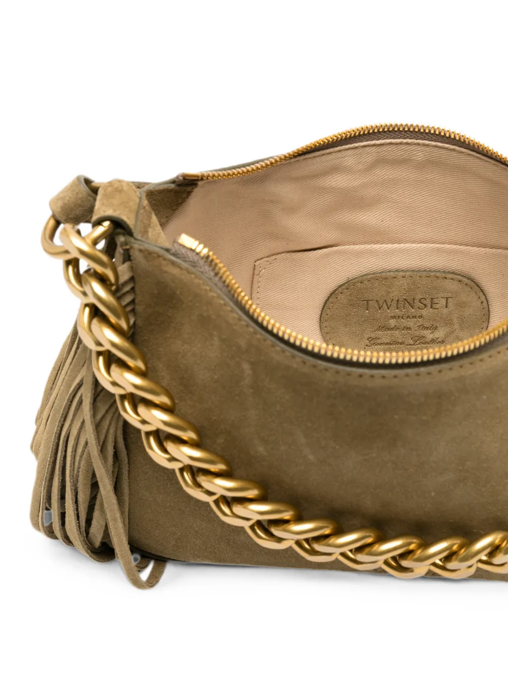 TWINSET Suède shopper met franje Groen