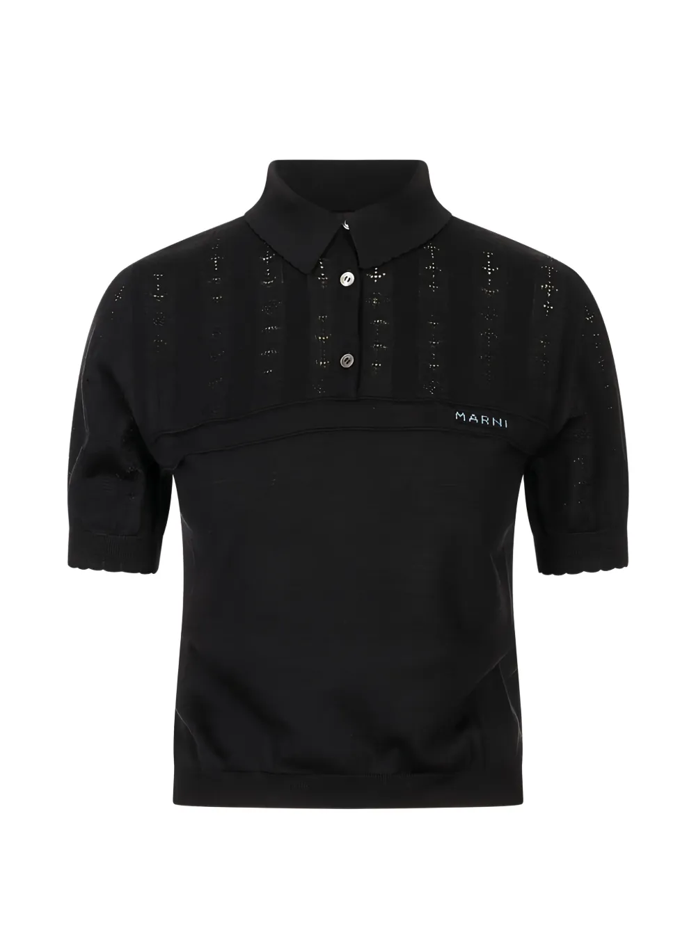 Marni pointelle-knit polo shirt - Nero