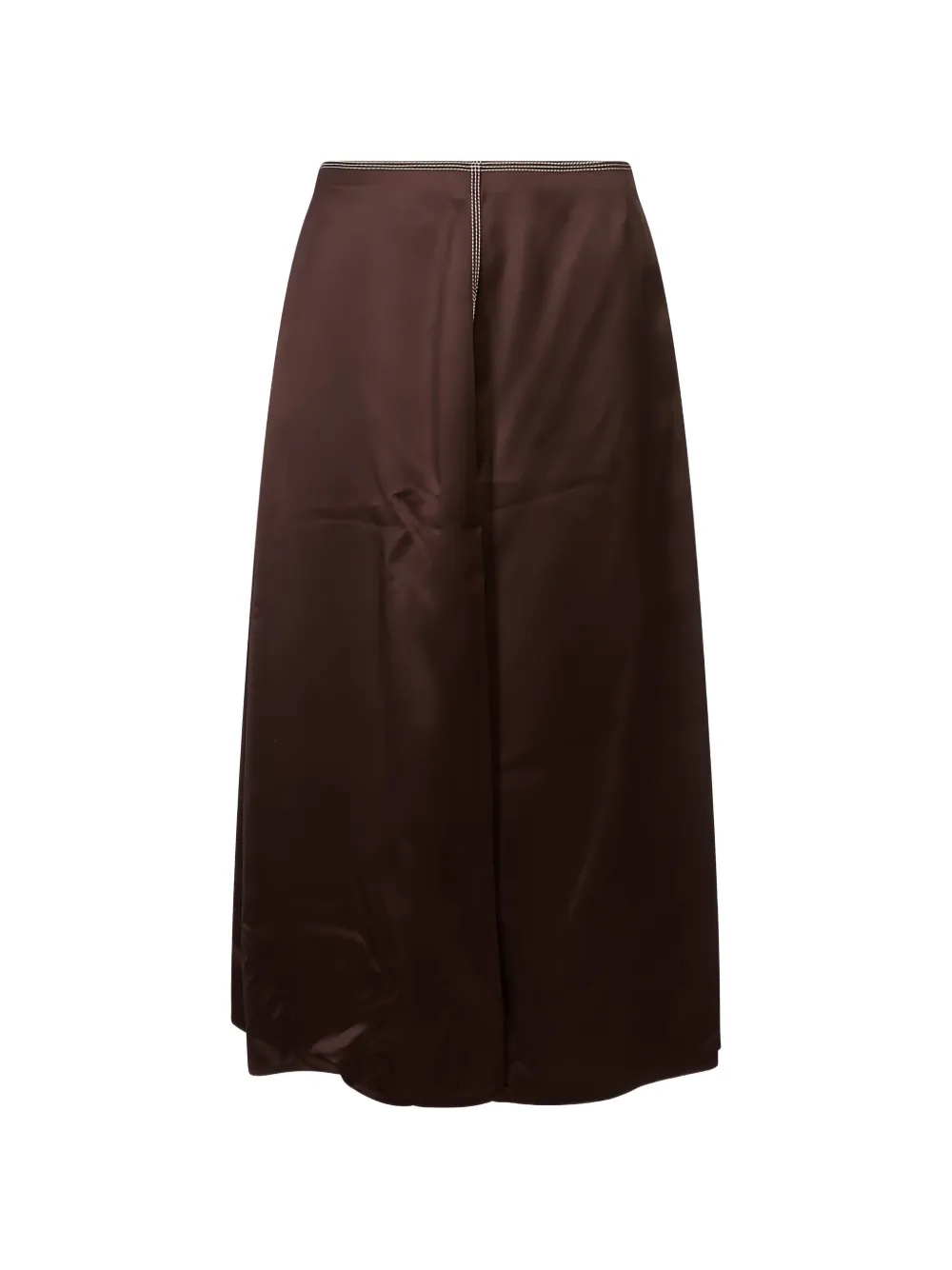 Marni contrast-stitch satin midi skirt - Marrone