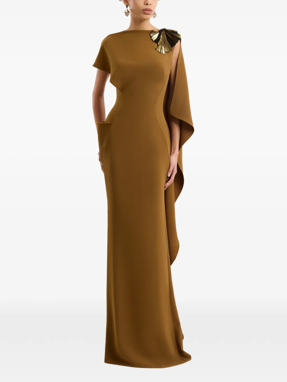 Gemy Maalouf asymmetric cape dress - Braun