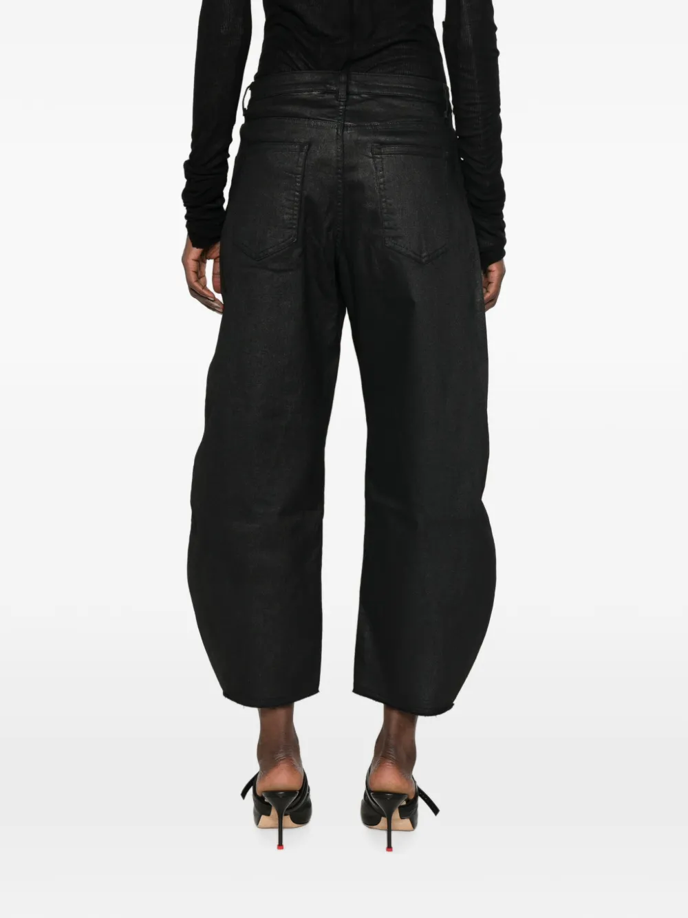 Thom Krom Gecoate broek met riemlussen Zwart