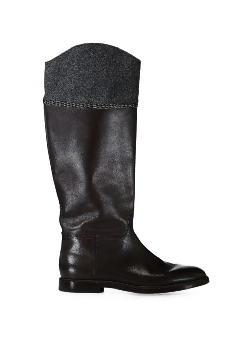 Brunello Cucinelli Monili-trim leather riding boots Bruin