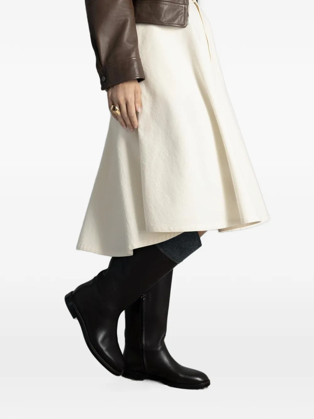 Brunello Cucinelli Monili-trim leather riding boots Bruin