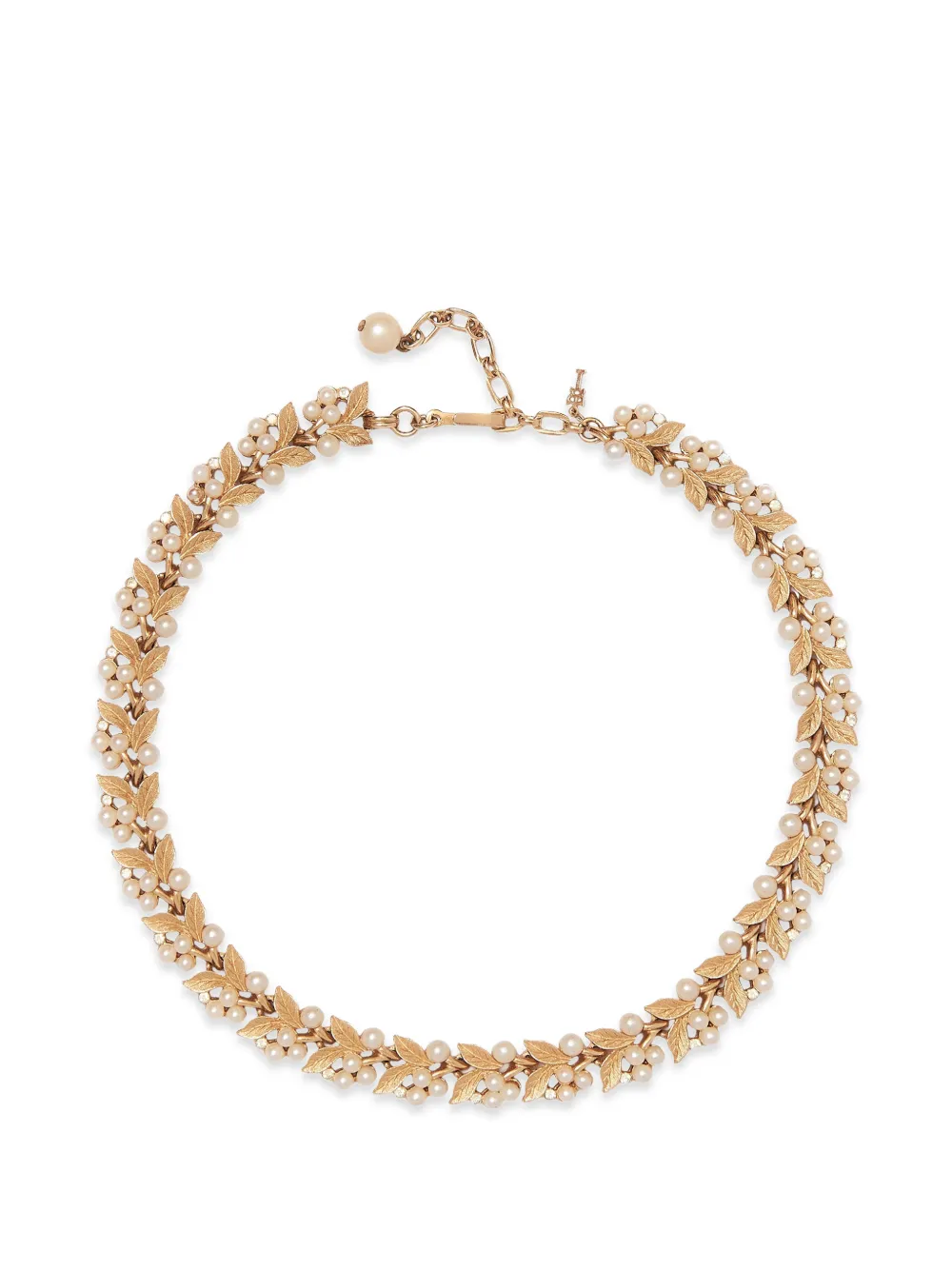 Trifari Vintage 1960s brushed leaf-link necklace - Oro