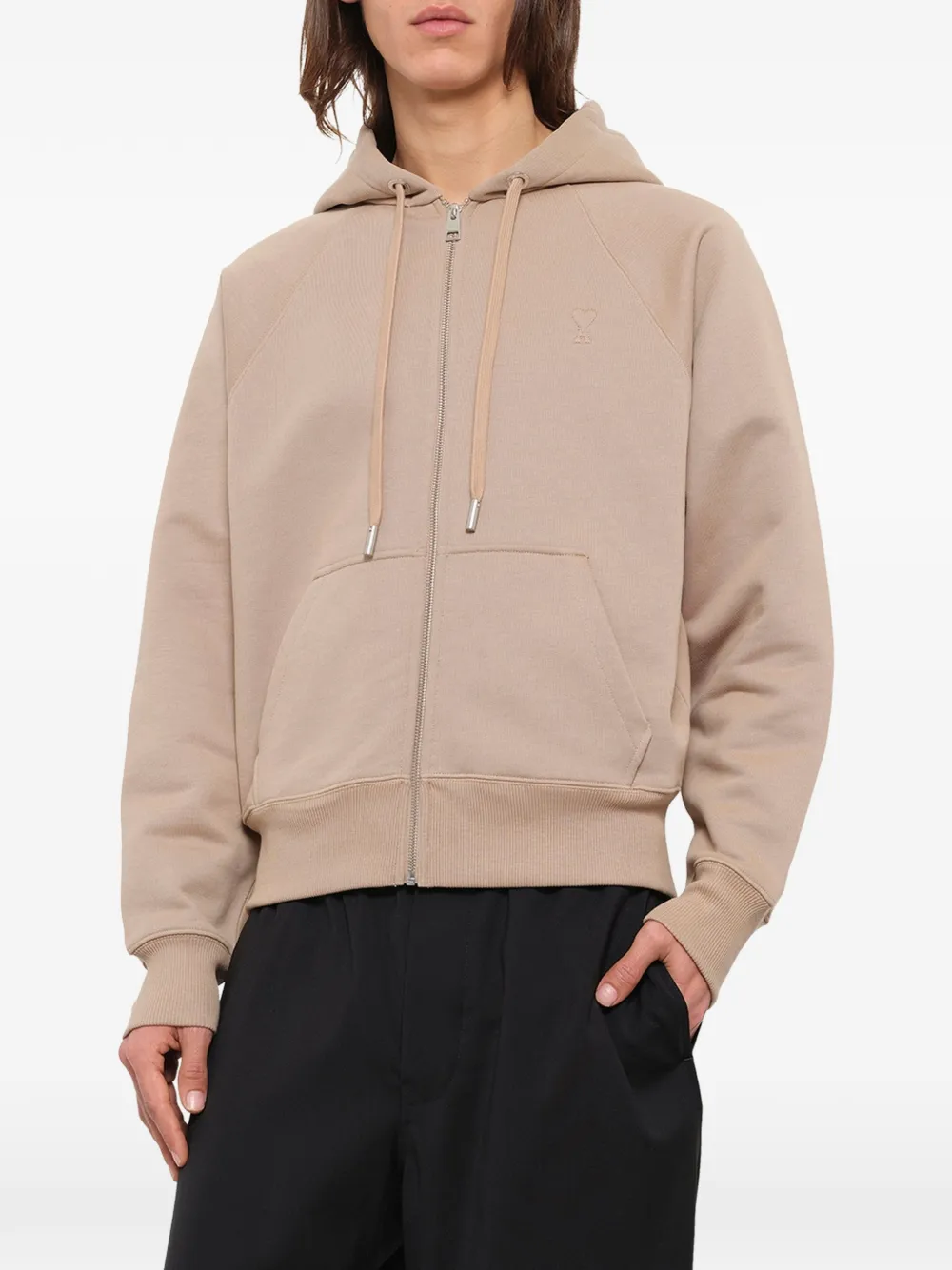 AMI Paris Ami De Coeur hoodie met reliëf Beige
