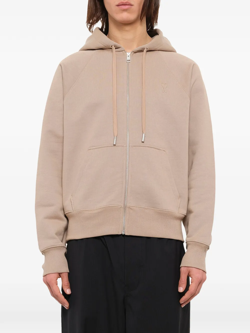 AMI Paris Ami De Coeur hoodie met reliëf Beige