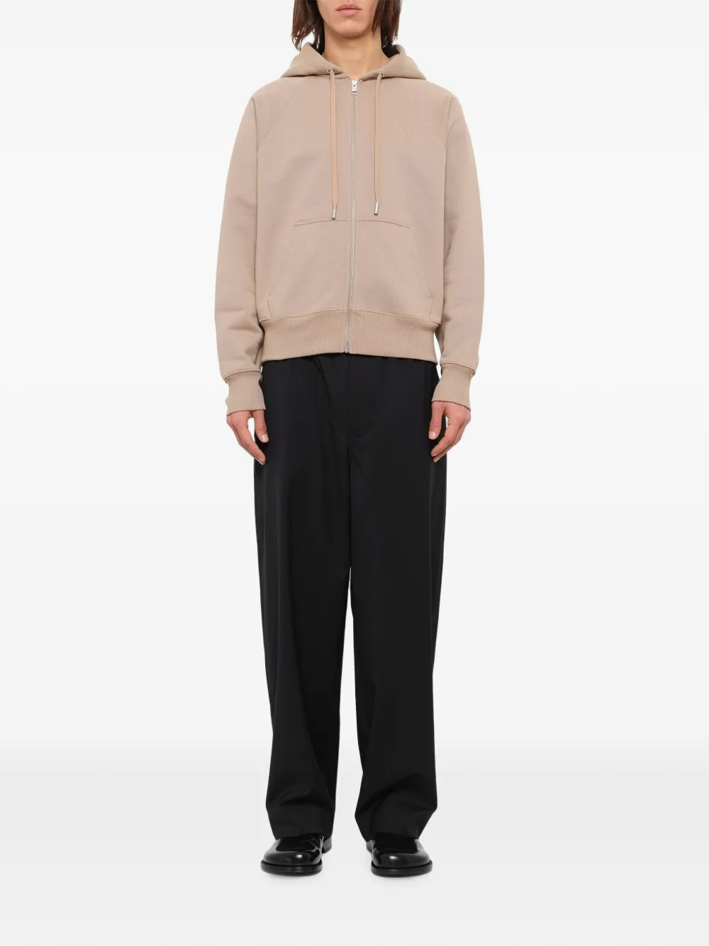 AMI Paris Ami De Coeur hoodie met reliëf Beige