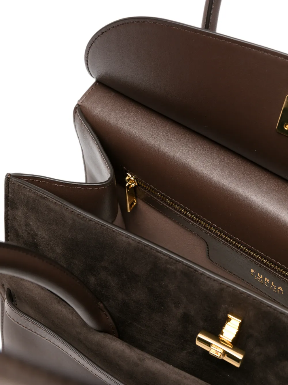 Furla Leren shopper met gesp-detail Bruin