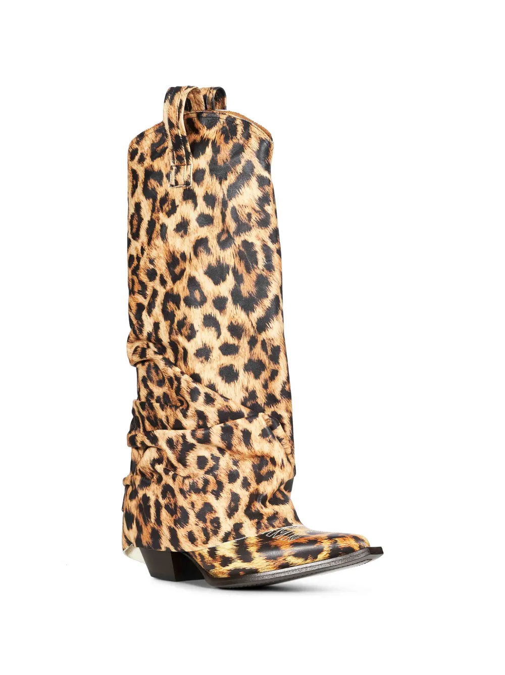 R13 leopard-print slouchy boots Beige