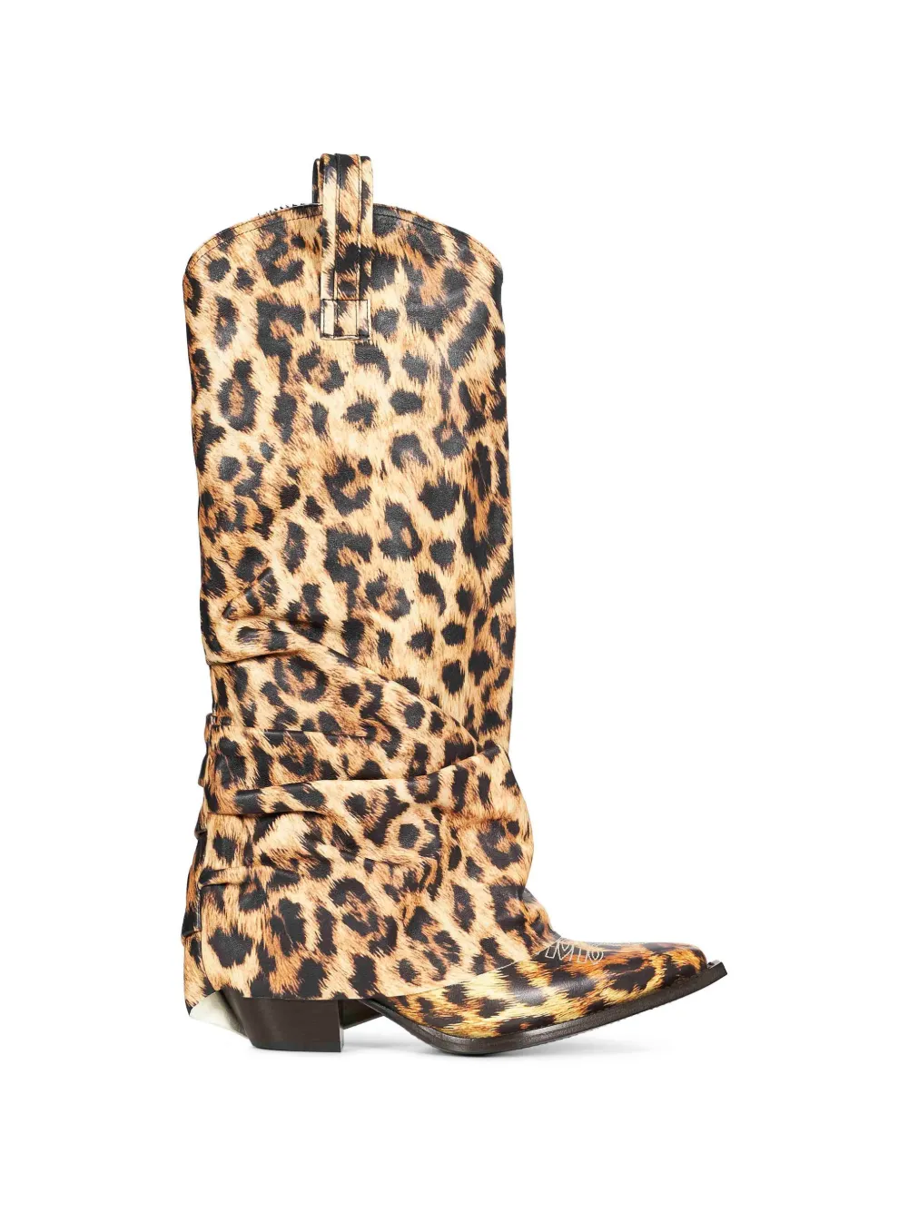 R13 leopard-print slouchy boots Beige