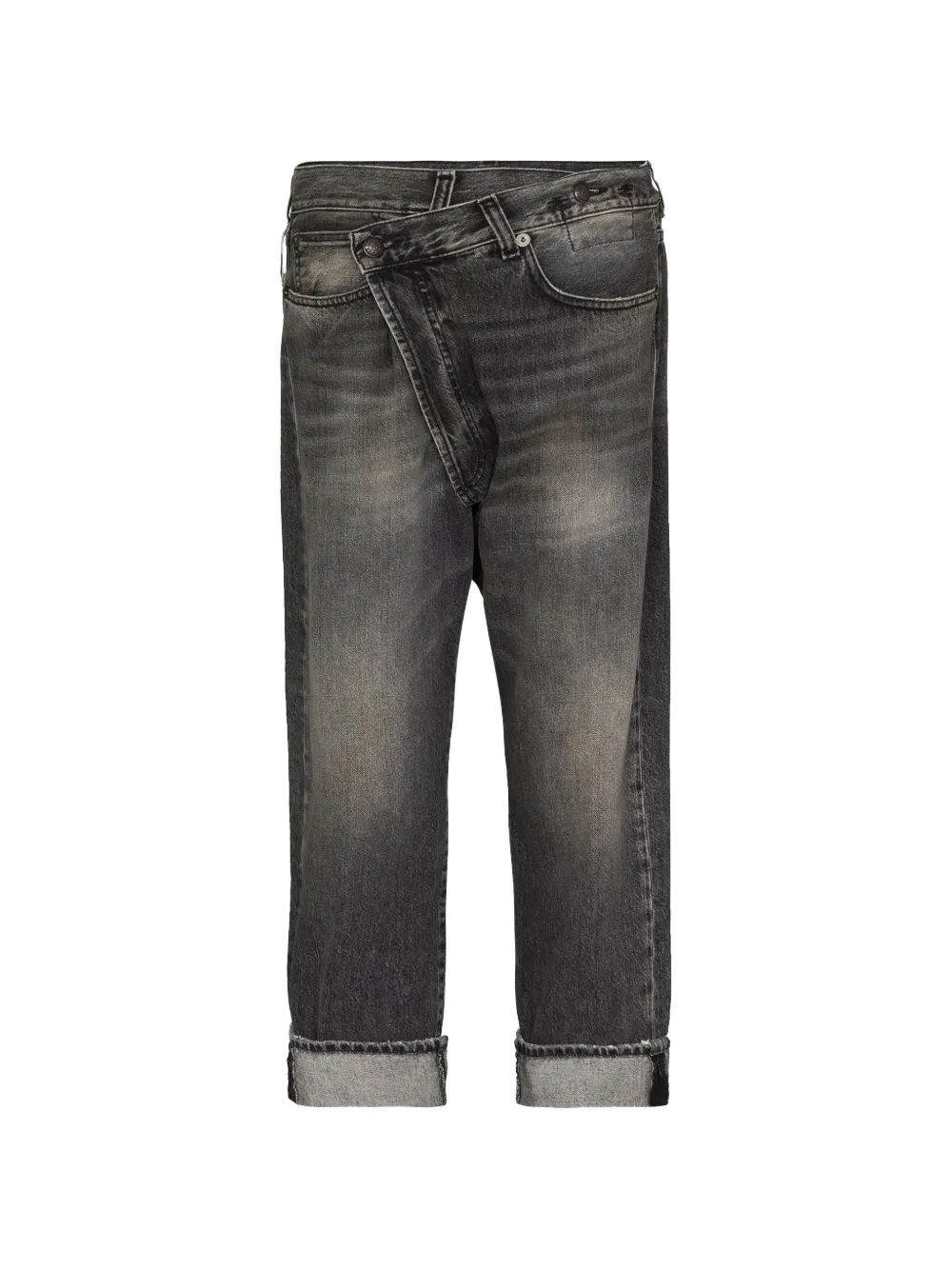 R13 crossover-waist turned-up jeans - Schwarz