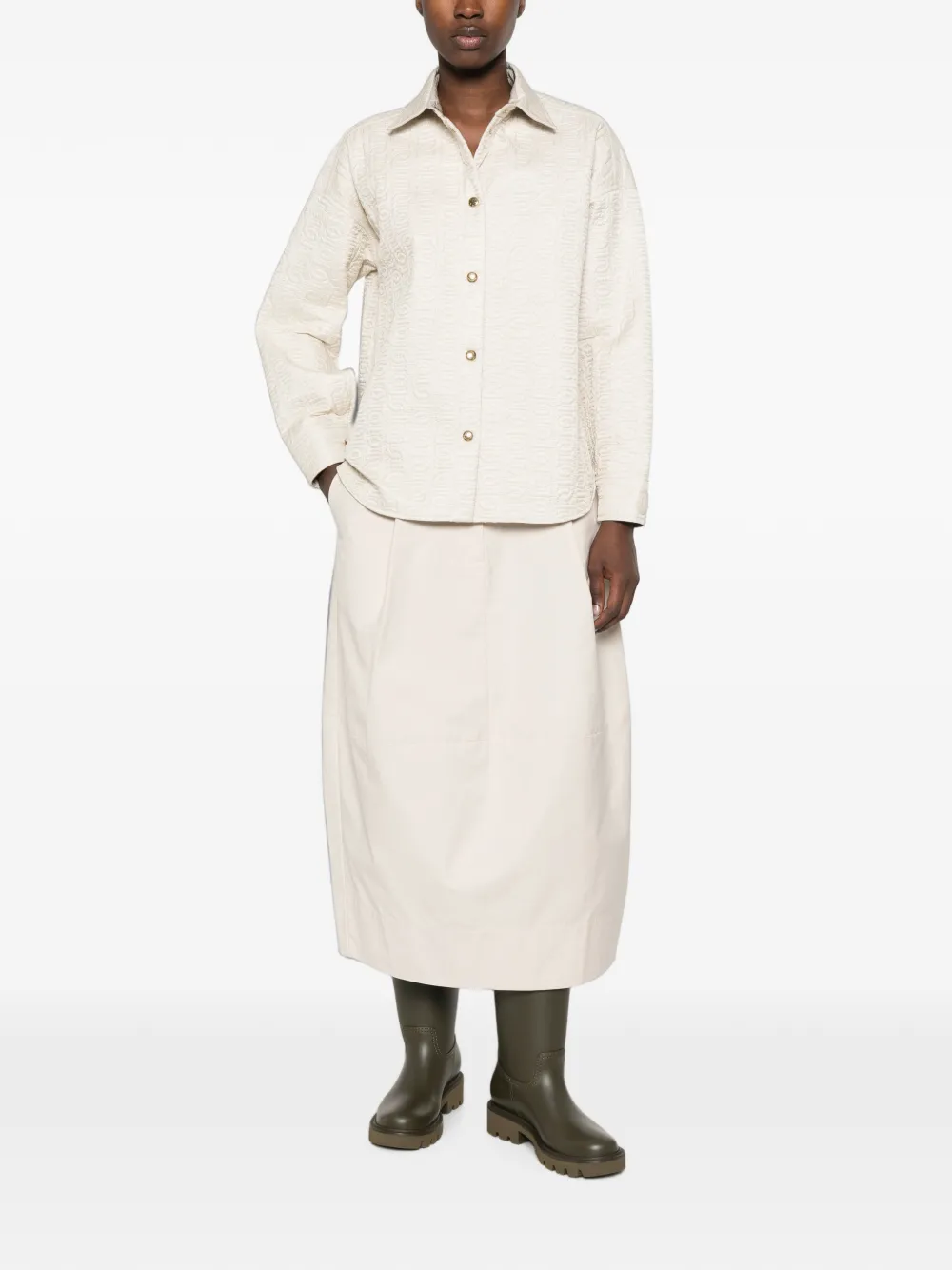 Moncler Gewatteerd shirtjack met ketting Beige