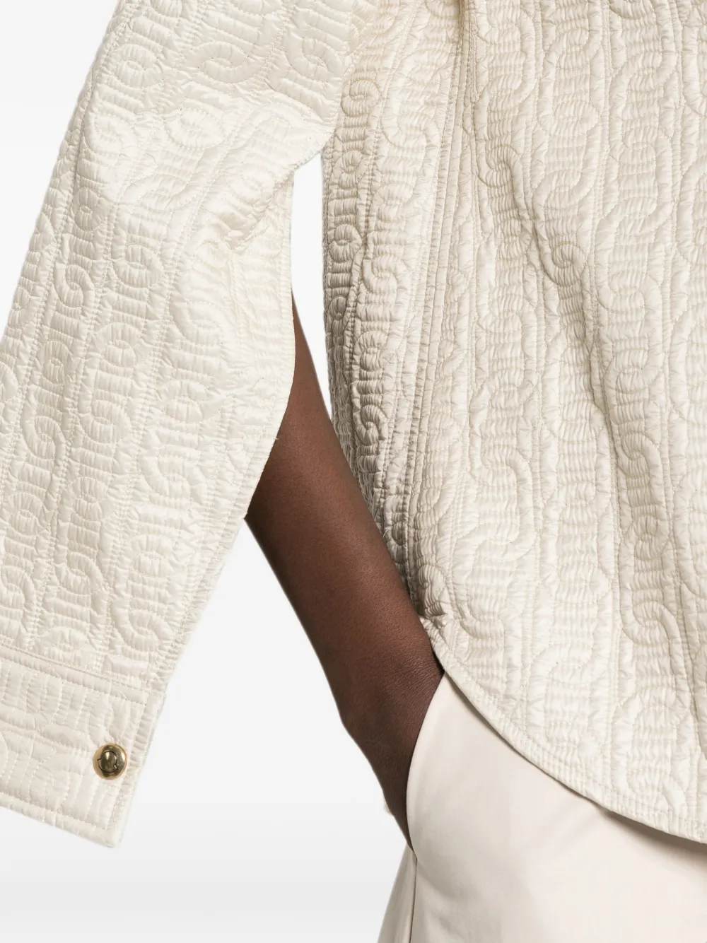 Moncler Gewatteerd shirtjack met ketting Beige