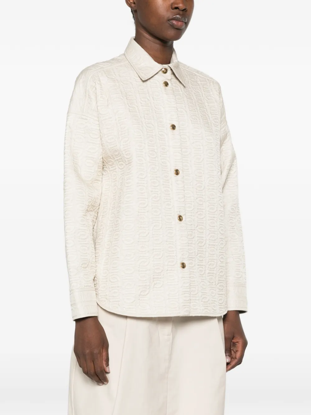 Moncler Gewatteerd shirtjack met ketting Beige