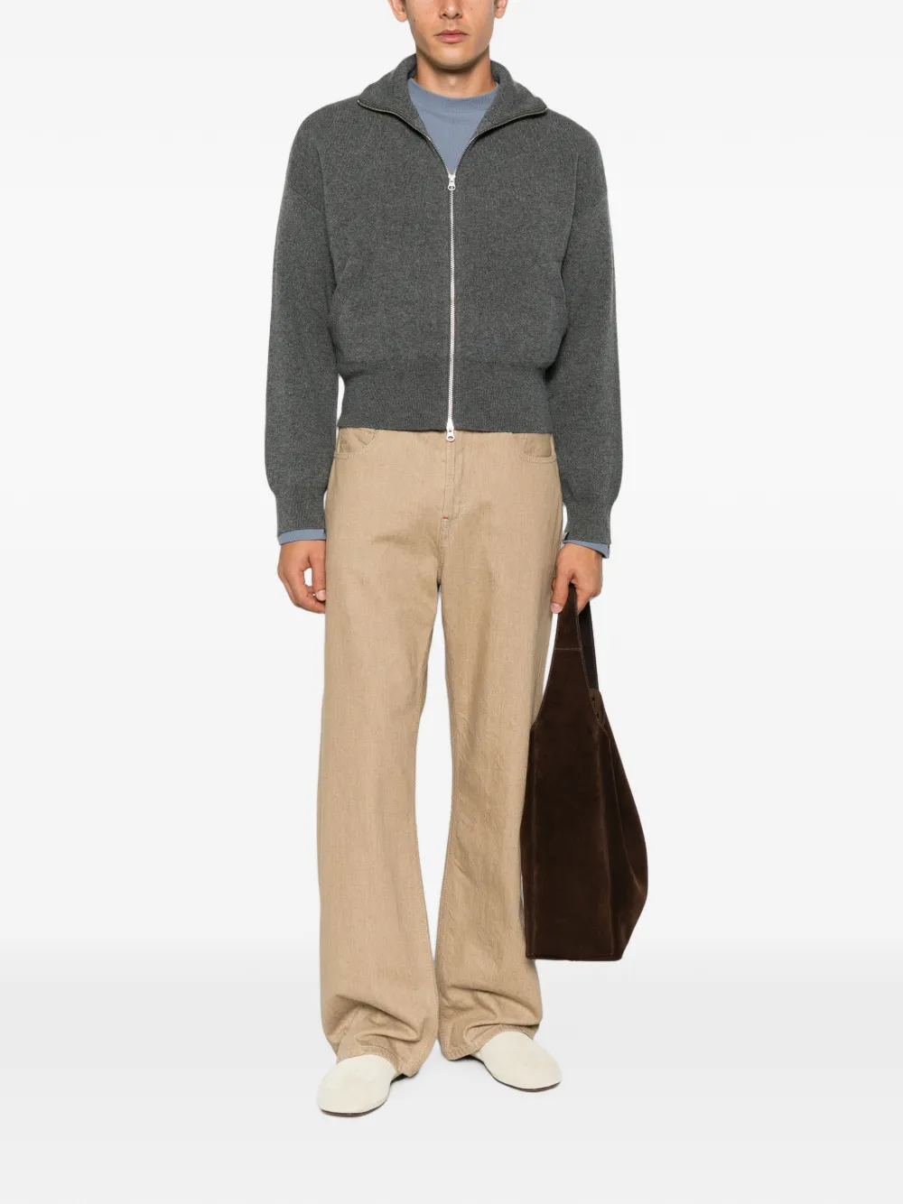 extreme cashmere Gebreide trui met rits Grijs