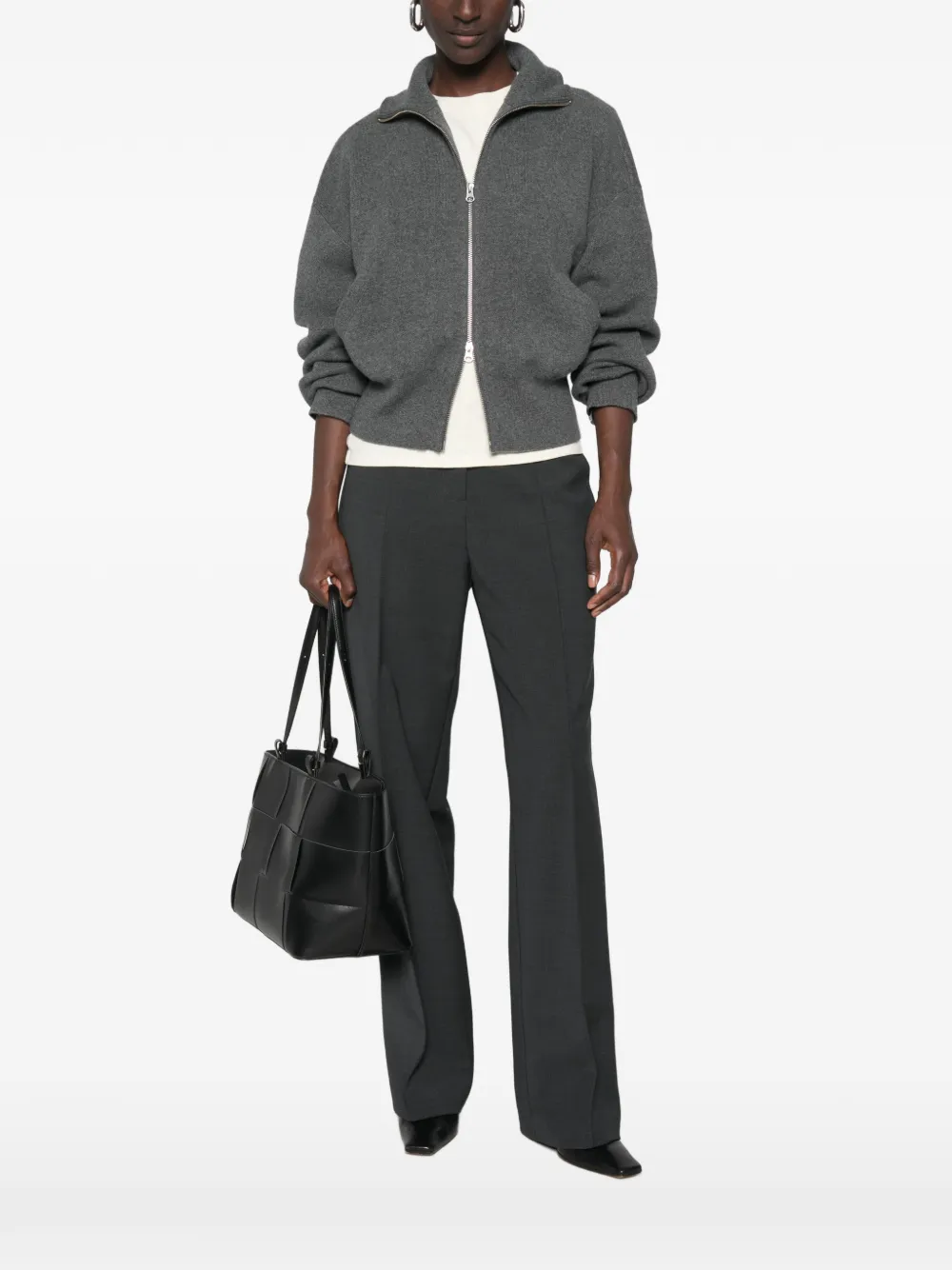 extreme cashmere Gebreide trui met rits Grijs