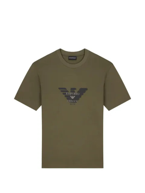 Emporio Armani lyocell blend jersey T-shirt with graffiti Eagle logo print