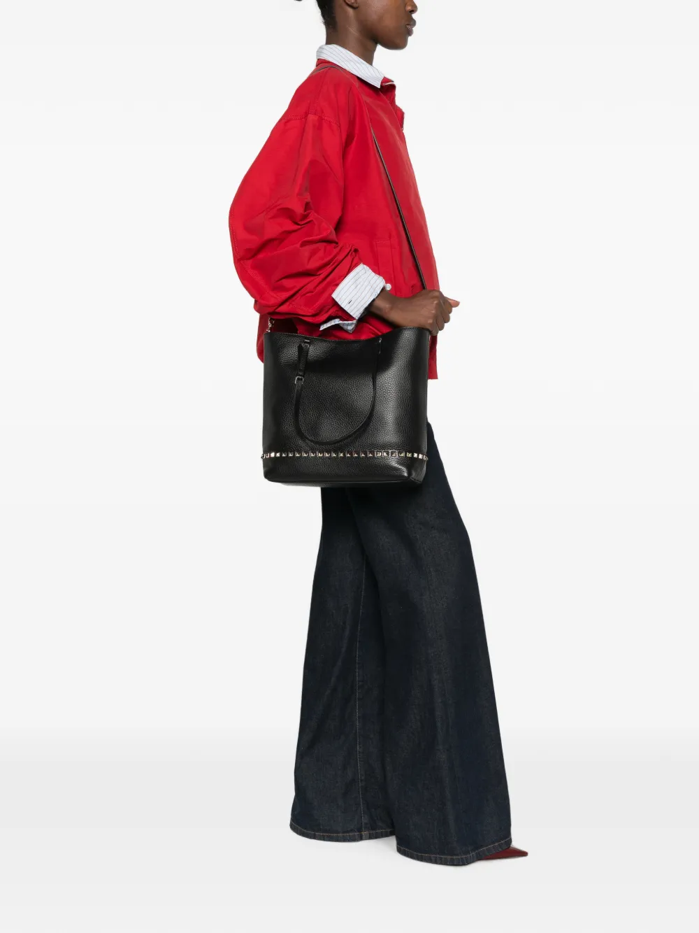 Valentino Garavani Rockstud bewerkte shopper Zwart