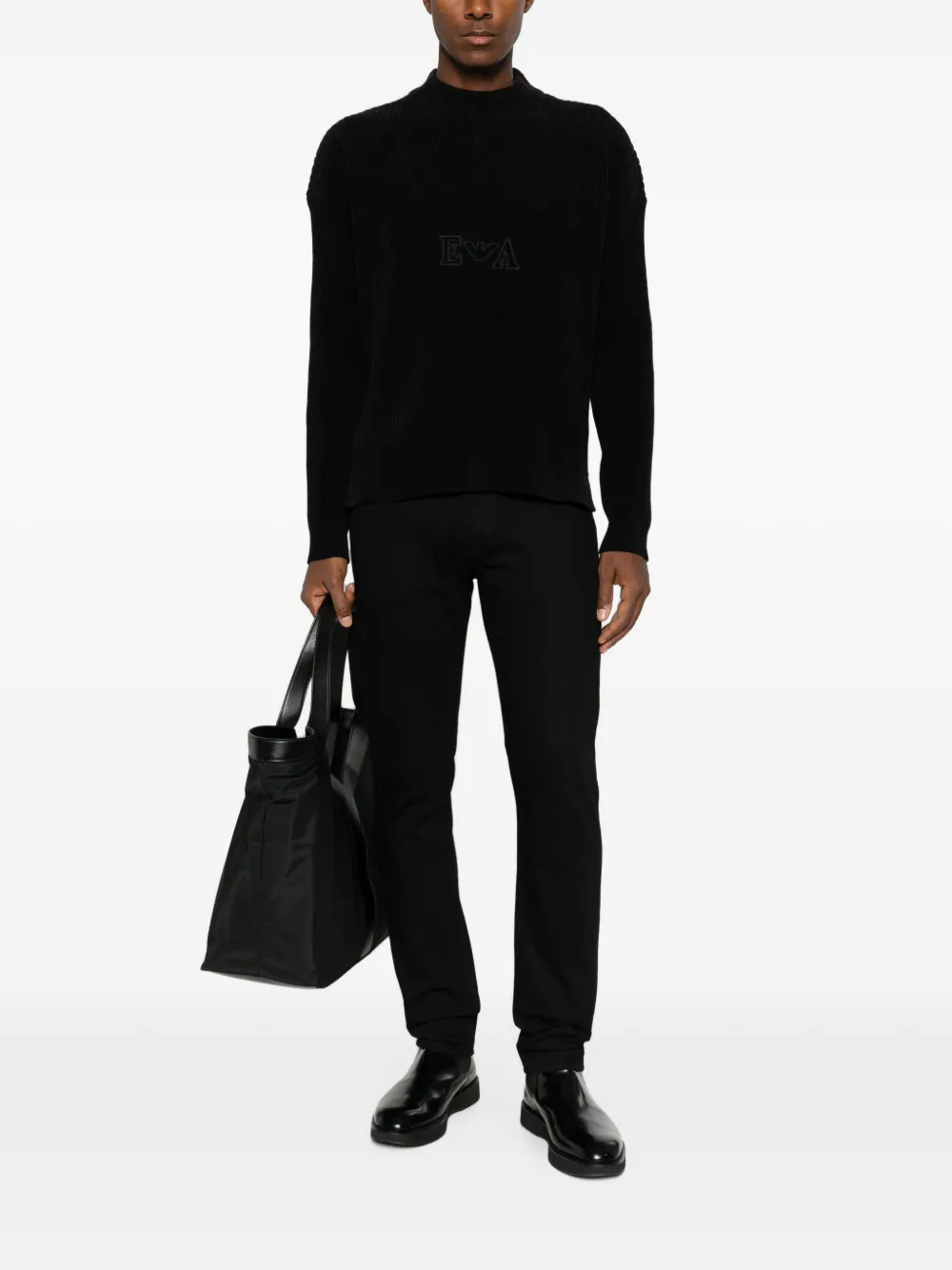Emporio Armani Skinny jeans met logopatch Zwart