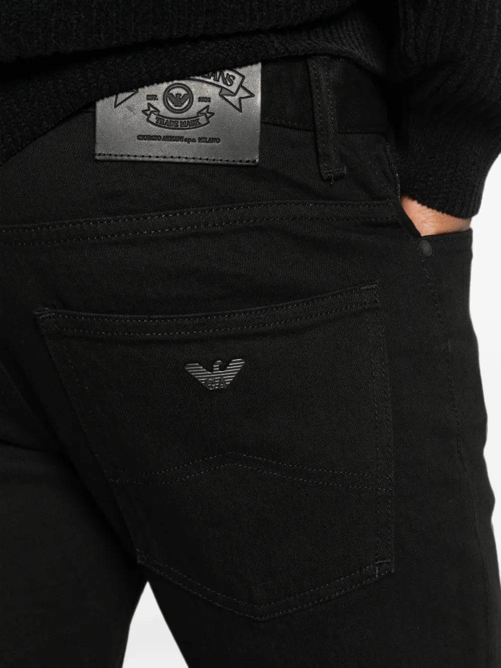 Emporio Armani Skinny jeans met logopatch Zwart
