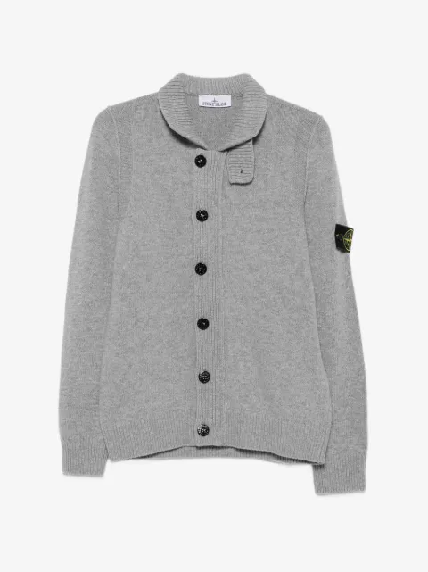 Stone Island logo-patch button-up sweater