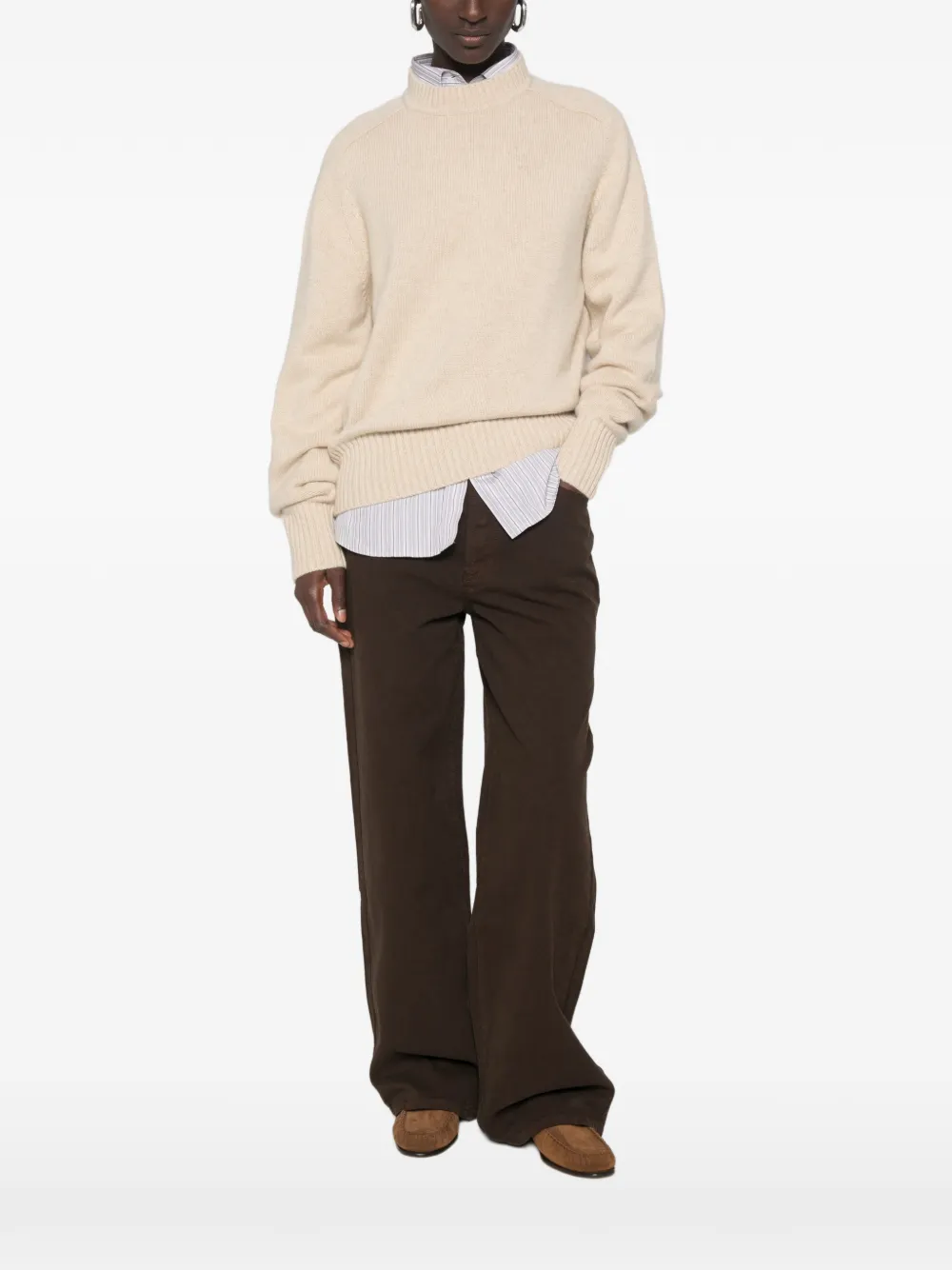 extreme cashmere Nº 123 Bourgeois ribgebreide trui Beige