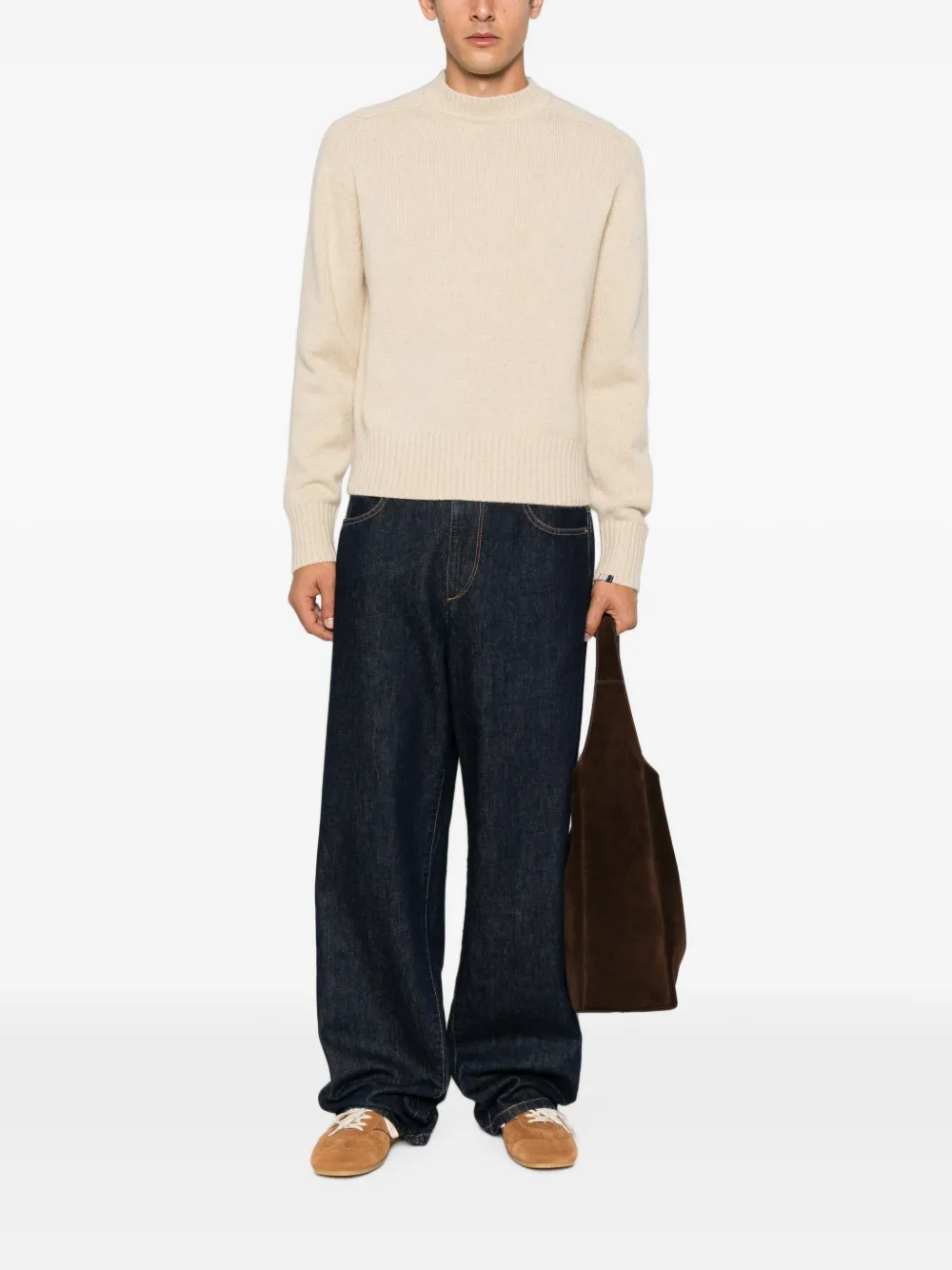extreme cashmere Nº 123 Bourgeois ribgebreide trui Beige