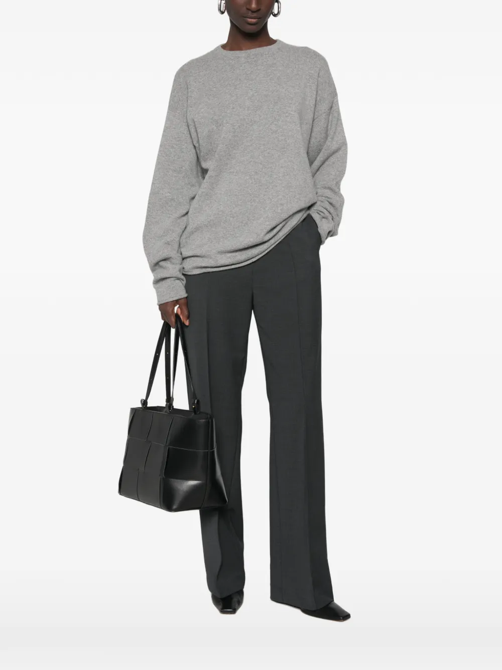 extreme cashmere Kasjmier trui met ronde hals en lange mouwen Grijs